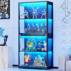 4-Tier Curio Cabinet with 3 Color Lights